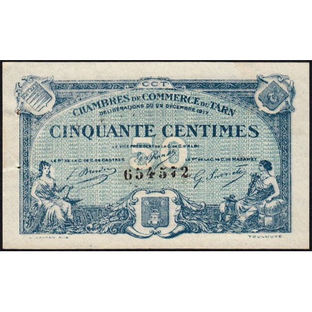Albi, Castres, Mazamet (Tarn) - Pirot 5-9 - 50 centimes - 22/12/1917 - Etat : SUP