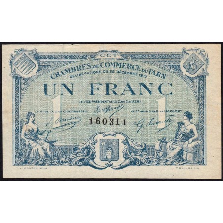 Albi, Castres, Mazamet (Tarn) - Pirot 5-13 - 1 franc - 22/12/1917 - Etat : TTB+