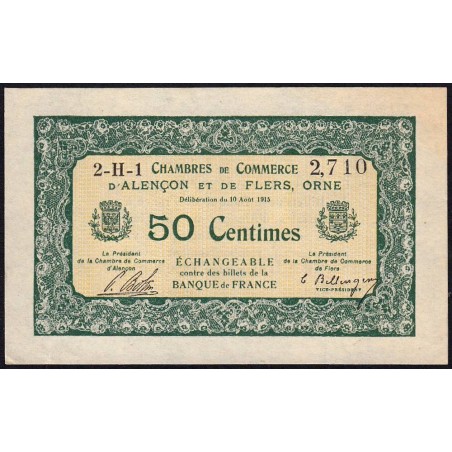 Alençon & Flers (Orne) - Pirot 6-16 - 50 centimes - Série 2H1 - 10/08/1915 - Etat : SUP+