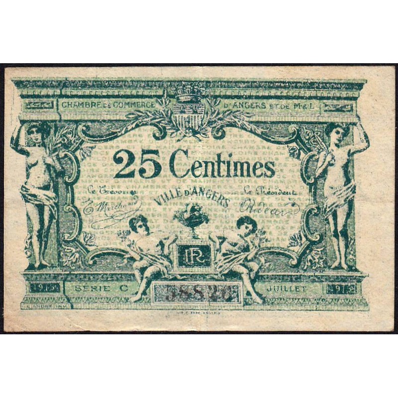 Angers (Maine-et-Loire) - Pirot 8-4 - 25 centimes - Série C - 11/1917 - Etat : TB+
