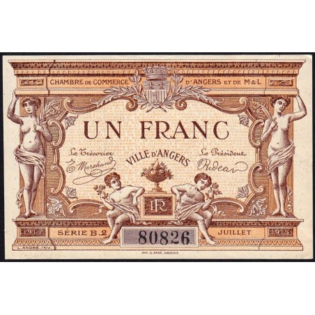 Angers (Maine-et-Loire) - Pirot 8-7- 1 franc - Série B2 - 07/1915 - Etat : SUP+