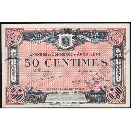 Angoulême - Pirot 9-2b - 50 centimes - 1ère série - 15/01/1915 - Annulé - Etat : SPL