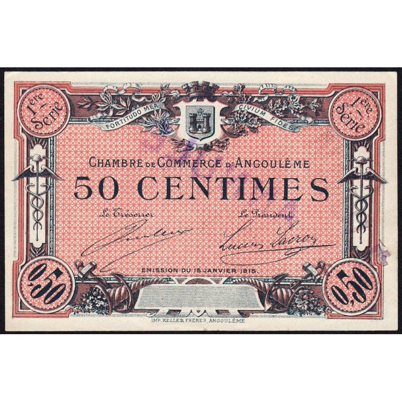 Angoulême - Pirot 9-2d - 50 centimes - 1ère série - 15/01/1915 - Annulé - Etat : SUP