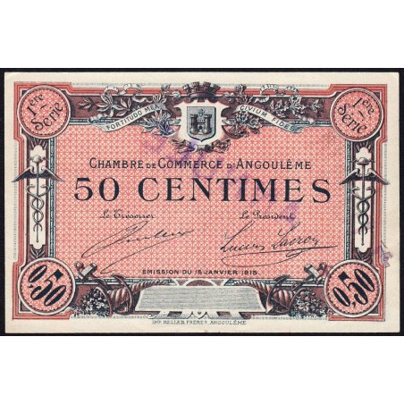 Angoulême - Pirot 9-2d - 50 centimes - 1ère série - 15/01/1915 - Annulé - Etat : SUP