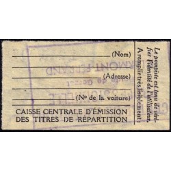 10 litres carburant auto - Décembre 1949 - Puy-de-Dôme - Etat : SUP