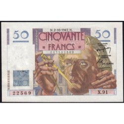 F 20-09 - 02/10/1947 - 50 francs - Le Verrier - Série X.91 - Etat : SUP+