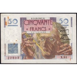 F 20-09 - 02/10/1947 - 50 francs - Le Verrier - Série X.91 - Etat : TTB