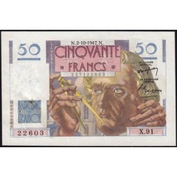 F 20-09 - 02/10/1947 - 50 francs - Le Verrier - Série X.91 - Etat : SUP