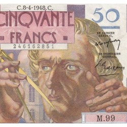 F 20-10 - 08/04/1948 - 50 francs - Le Verrier - Série M.99 - Etat : TTB