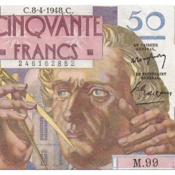 F 20-10 - 08/04/1948 - 50 francs - Le Verrier - Série M.99 - Etat : SUP