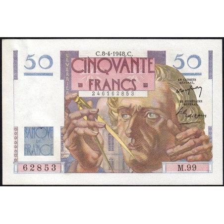 F 20-10 - 08/04/1948 - 50 francs - Le Verrier - Série M.99 - Etat : SUP+