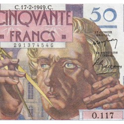 F 20-11 - 17/02/1949 - 50 francs - Le Verrier - Série O.117 - Etat : SPL+