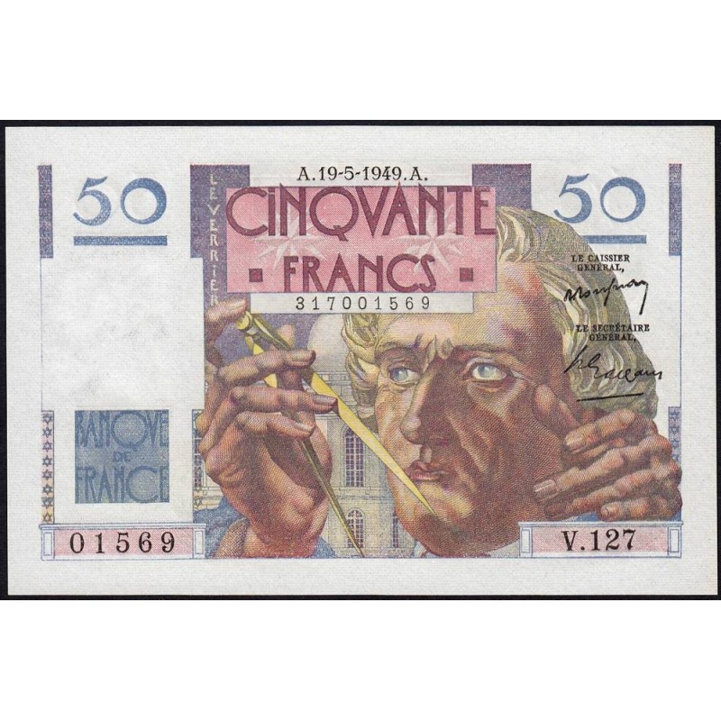 F 20-12 - 19/05/1949 - 50 francs - Le Verrier - Série V.127 - Etat : pr.NEUF