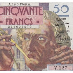 F 20-12 - 19/05/1949 - 50 francs - Le Verrier - Série V.127 - Etat : SPL