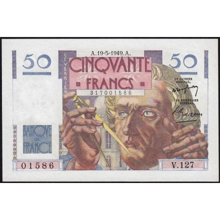 F 20-12 - 19/05/1949 - 50 francs - Le Verrier - Série V.127 - Etat : pr.NEUF