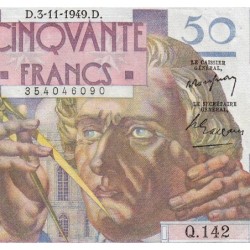 F 20-13 - 03/11/1949 - 50 francs - Le Verrier - Série Q.142 - Etat : SUP+