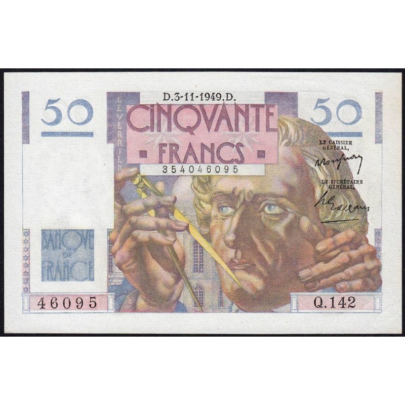 F 20-13 - 03/11/1949 - 50 francs - Le Verrier - Série Q.142 - Etat : SUP
