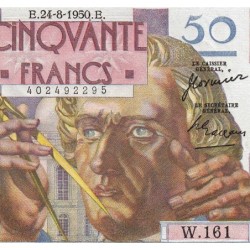 F 20-16 - 24/08/1950 - 50 francs - Le Verrier - Série W.161 (remplacement) - Etat : SPL+