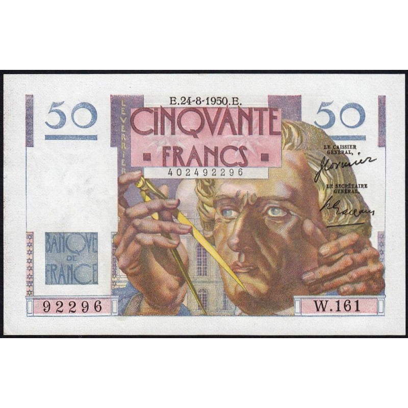 F 20-16 - 24/08/1950 - 50 francs - Le Verrier - Série W.161 (remplacement) - Etat : SPL