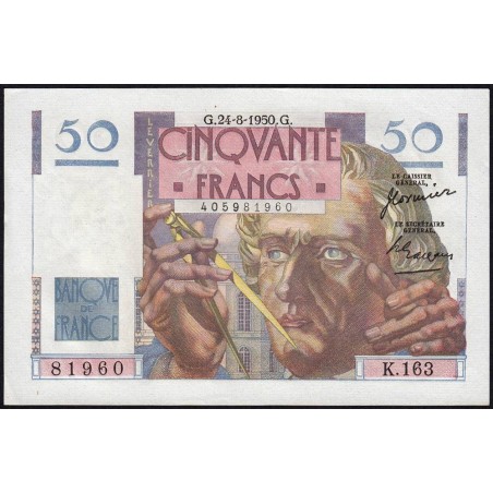 F 20-16 - 24/08/1950 - 50 francs - Le Verrier - Série K.163 - Etat : SPL