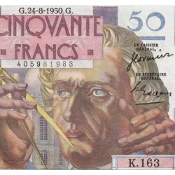F 20-16 - 24/08/1950 - 50 francs - Le Verrier - Série K.163 - Etat : SPL+