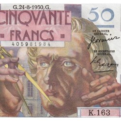 F 20-16 - 24/08/1950 - 50 francs - Le Verrier - Série K.163 - Etat : pr.NEUF