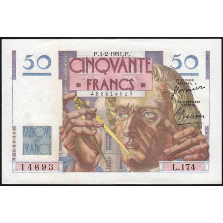 F 20-17 - 01/02/1951 - 50 francs - Le Verrier - Série L.174 - Etat : SUP+