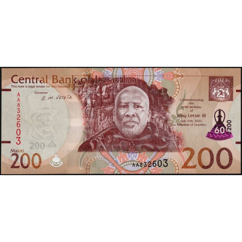 Lesotho - Pick 31 - 200 maloti - Série AA - 2023 - Commémoratif - Etat : NEUF