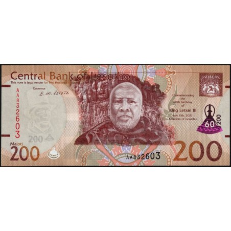 Lesotho - Pick 31 - 200 maloti - Série AA - 2023 - Commémoratif - Etat : NEUF