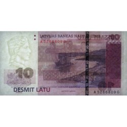 Lettonie - Pick 54a - 10 latu - Série AG - 2008 - Etat : NEUF