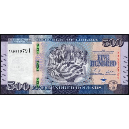 Libéria - Pick 42a - 500 dollars - Série AA - 2022 - Etat : NEUF