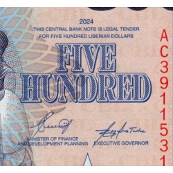 Libéria - Pick 42b - 500 dollars - Série AC - 2024 - Etat : NEUF