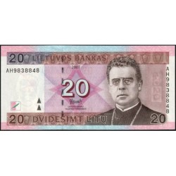Lituanie - Pick 69_2 - 20 litu - Série AH - 2007 - Etat : NEUF