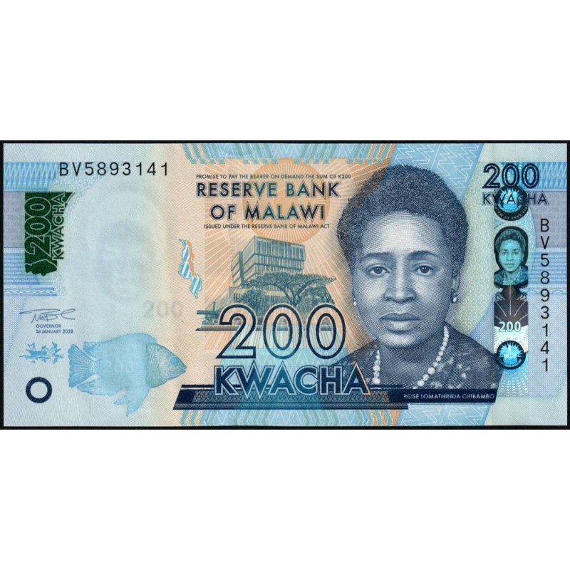 Malawi - Pick 65Af - 200 kwacha - Série BV - 01/01/2022 - Etat : NEUF