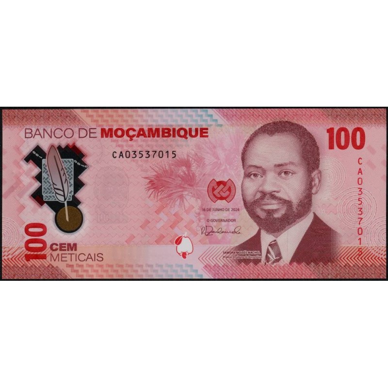 Mozambique - Pick 157a - 100 meticais - Série CA - 16/06/2024 - Polymère - Etat : NEUF