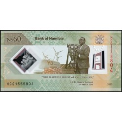 Namibie - Pick 19 - 60 dollars - Série HGG - 2025 - Polymère commémoratif - Etat : NEUF
