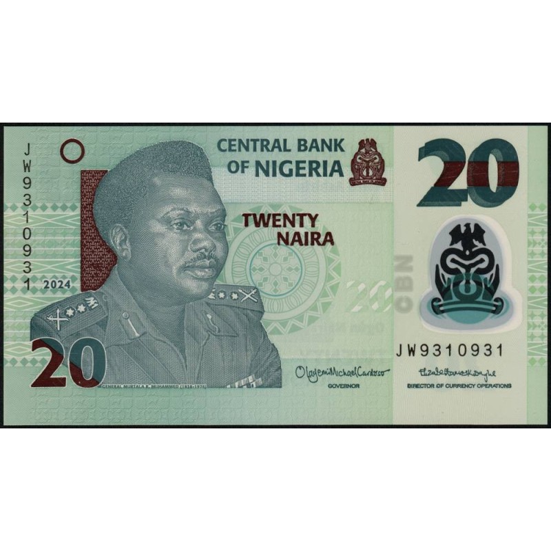 Nigéria - Pick 34s_1 - 20 naira - Série JW - 2024 - Polymère - Etat : NEUF