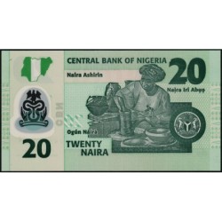 Nigéria - Pick 34s_1 - 20 naira - Série JW - 2024 - Polymère - Etat : NEUF