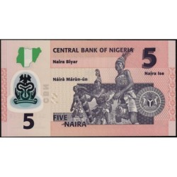 Nigéria - Pick 38n - 5 naira - Série GA - 2024 - Polymère - Etat : NEUF