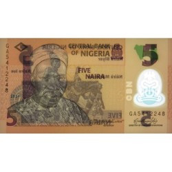 Nigéria - Pick 38n - 5 naira - Série GA - 2024 - Polymère - Etat : NEUF