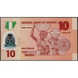 Nigéria - Pick 39m - 10 naira - Série GZ - 2022 - Polymère - Etat : NEUF