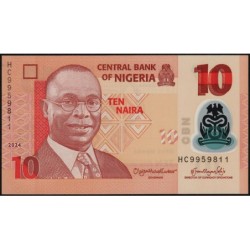 Nigéria - Pick 39n - 10 naira - Série HC - 2024 - Polymère - Etat : NEUF