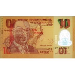 Nigéria - Pick 39n - 10 naira - Série HC - 2024 - Polymère - Etat : NEUF
