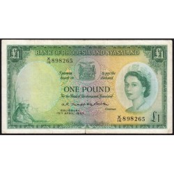 Rhodésie et Nyassaland - Pick 20a_18 - 1 pound - Série X/16 - 06/05/1960 - Etat : TB à TB+