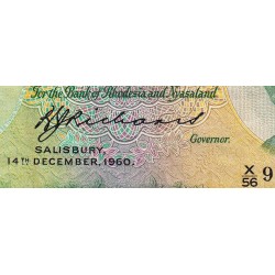 Rhodésie et Nyassaland - Pick 20b_10 - 1 pound - Série X/56 - 14/12/1960 - Etat : TB+