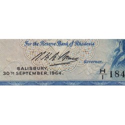 Rhodésie - Pick 24a-1 - 10 shilings - Série H/1 - 30/09/1964 - Etat : TB