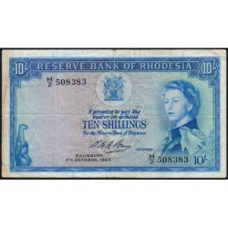 Rhodésie - Pick 24a-2 - 10 shilings - Série H/2 - 07/10/1964 - Etat : TB-