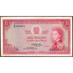 Rhodésie - Pick 25a-12 - 1 pound - Série G/12 - 07/10/1964 - Etat : TB