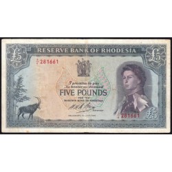 Rhodésie - Pick 29a - 5 pounds - Série J/4 - 01/07/1966 - Etat : TB à TB+