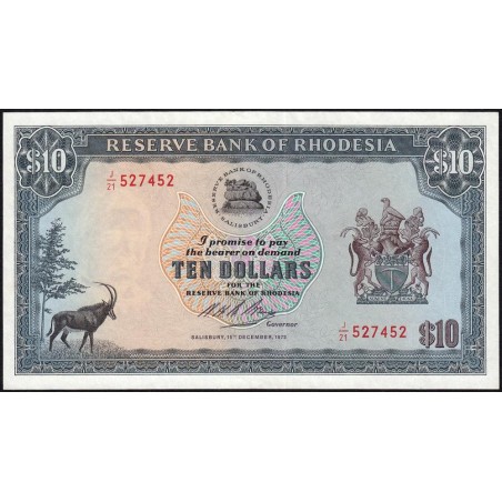 Rhodésie - Pick 33f - 10 dollars - Série J/21 - 15/12/1973 - Etat : SUP